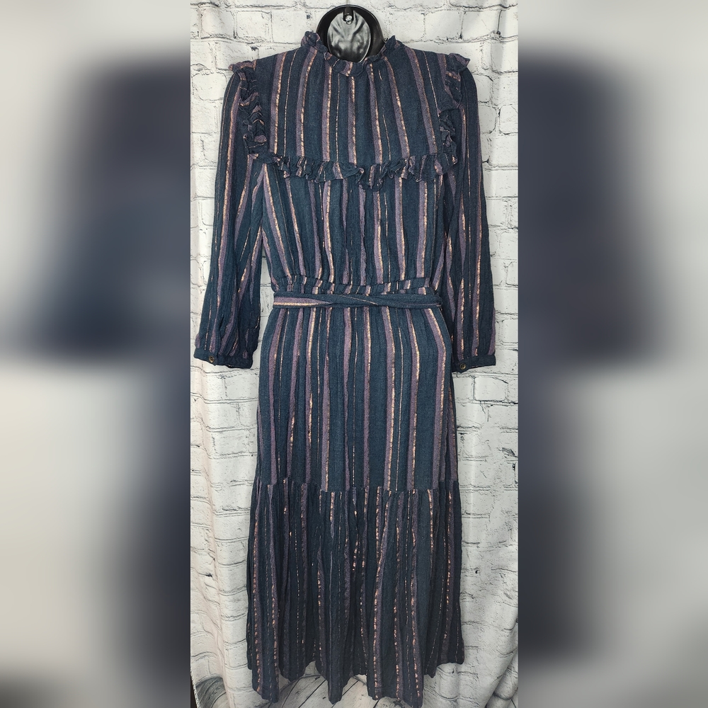 Anthropologie‎ Midnight Ruffled Midi Dress Size SP - Picture 9 of 12